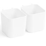 ABOUT SPACE Peg Board Container 2 Pcs For DIY Tools, Stationeries for Home Office Spoon, Knife Kitchen Storage and Display Bathroom Hook Container (White - L 7.7 x B 9 x H 8 cm)