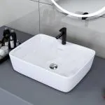 Plantex Wash Basin for Bathroom/Ceramic Table Top Basin/Counter Top Sink Basin - (Fiona, White)
