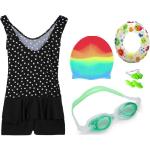 The Morning Play Girls Multicolour Printed Lycra Swimming Costume, Ring Goggle, Silicone Cap, Earplug and Nose Plug (5 to 6 Years)