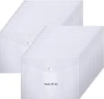 Shining Zon A4, FS, Legal Size Envelope Document Certificates Bag Clear Holder Storage Case Snap Button File Folder Clear Plastic Container for Papers Stationery (Pack Of 10)