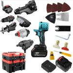 VOLTZ Universal Model Cordless Drill Combo Kit Brushless Motor with Case, 2pcs 3.0 AH Batteries & 1Pc Makita Type Pedestal Charger