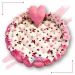 Mumma Mall Round baby tub bed with a heart pillow (Pink and White)