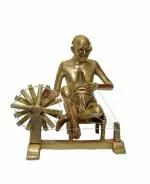 Mahatma Gandhi Ji with Charkha Brass Statue Showpieces Handicraft Art By KALARAMBH