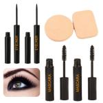 All-Day Definition: LADYEYE Liquid Eyeliner & Waterproof Mascara Combo with 2 Blender Sponge