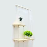 Saaz Macrame Wall Hanging Shelf |136| Handmade with Cotton Rope in a Bohemian Style Tapestry Tassel Wall Floating Hanger for Home Decor Boho Shelf with Two Shelves for Plants and Decor