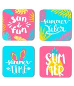 Whats Your Kick Beach Sun And Fun Printed Set of 4 Coaster With Beautiful Metal Stand