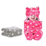 OYO BABY New Born Babies Blankets , Super Soft Baby Wrapper blanket , Baby Sleeping Bag for Baby Boys, Baby Girls, Babies (0-6 Months, Fleece, Skin Friendly, Star Grey & Pink)