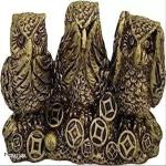rati DECOR Fengshui Set of Three Owl Bura Mat Bolo Bura Mat Dekho and Bura Mat Suno | Wisdom, Money Protection & Prosperity Home and Office Decor Polyresin | Handcrafted In Polyresin | Home Décor | 5*5*7.5cm