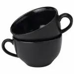 Bodhi House Ceramic Soup and Coffee Wide Large Mug with Handle - Set of 2, 350Ml Matte Finish | Bone Ash Free and Microwave Safe | for Maggi, Cappuccino, Latte, Green Tea - Black
