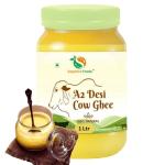 Organic sapphire Foods A2 Desi Cow Ghee | Vedic Bilona Method | Traditional Curd Churned | Lab Tested | Organically Made Danedar Ghee | Grass Fed Sahiwal And Gir Cow | (1ltr)