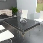 MONKDECOR PVC Black Transparent 6 Seater Rectangular Dinning Table Cover With Golden Lace (Size-54x78 Inches)