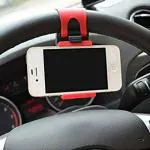 Generic (unbranded) 54-76mm Car Steering Wheel Mobile Holder (Black)