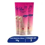 Paree Hair Removal Cream for Women | Enriched Natural Rose Extract & Shea Butter | Suitable for Legs, Arms, & Underarms | Non Toxic | Skin friendly | Pack of 3 (50g)
