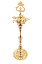 K T Handicrafts Gold Brass Large Kuthu Vilakku Diya For Puja And Inaugral Lamp, 22 Inch