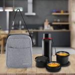 ADIRSA Insulated Lunch Bag/Tiffin Bag for Men, Women, Kids, School, Picnic, Work Carry Bag for Lunch Box | Shoulder Sling Bag | Adjustable Shoulder Strap (Grey)