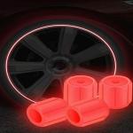 AFFITUDE AUTO | Red | Luminous Wheels Cap Tire Valve Stem, Glow Luminous at Night, Air Caps Cover Fluorescent, Illuminated Auto Car Wheel Valve Stem Caps Cover Set Of 8 Compatible with BMW X4