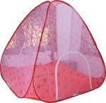 Riddhi Polyester Pink Adults Washable Floral Printed Mosquito Net, 6x6 ft