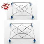 GOKHARIDI Stainless Steel Square Hot Pots and Pans Hot Mat for Dining Table, Plate Rack Stand Multi Use Plate Holder Trivet (Pack of 2)