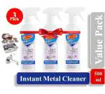Shinelay Instant Metal Cleaner in Spray Bottle for Cleaning and Shining Products 500ml (Pack of 3) | Stain Remover