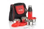 Unicept EVER BITE Steel Combo Lunch Box,4 Containers-800ML and 1 Insulated water bottle & Spoon(Red)