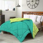 Relaxfeel Parrot Green and Sea Green Solid Rectangular Poly Cotton Single Comforter for Heavy Winter