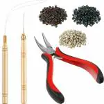 GROWTH Hair Extension Kit, Wig Connector Kit Pliers Hook Loop Tip with 200 Pcs Micro Rings Hair Extension
