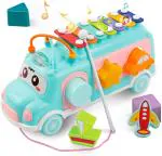 Visionary Multicolor Intellectual School Bus Toy, Xylophone Toys With Shape Sorter For 3 Year Old Girl Boy