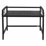 Livzing Metal Adjustable Countertop 2-Tier Microwave Oven Rack - Black