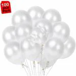 ACOME White Balloon Metallic Balloons (Pack Of 100)