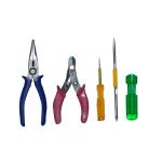 Flymoon Nose Plier Electric Tester cutter 2in1 Screwdriver (Pack of 4) Hand Tool Kit  