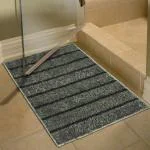 Enyra Bath Mat Anti-Slip Gel Backing Selena Microfibre Lines Design Bath Mat - 40x60 CM, Floor Mat for Bathroom/Bedroom/Kitchen/Door - Pack of 2 Piece - Grey