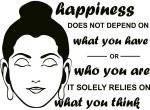 Lanstick Vinyl Black Buddha Happiness Quotes Self Adhesive Wall Sticker 24 inch