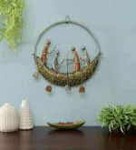 CraftVatika Metal Iron Painted Round Boat Wall Art and Hanging Decor for Living Room (Multicolor)