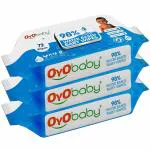 OYO BABY Gentle Soft Cleansing Baby Wipes 98% Water with Lid , Aloevera & Calendula rich, Best for Baby & Adults (Pack of 3, 216 Pcs)