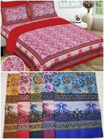 KS IMPEX Jaipuri Queen Size Bedsheet Set Assorted (1+2)