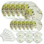 Inpro Melamine Dinner Set 24 Pcs (6 Full Plate, 6 Half Plate, 6 Bowl, 6 Spoon).Elevate your dining experience with our exquisite 24-Piece Melamine Dinner Set-Melamine dish set-Melamine dinner set for six-Melamine serveware