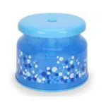 YASHODEEP PLASTIC Plastic Round Sitting Stool for Bathroom, Home, Kitchen, Bubble Print - Blue