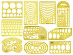 Traceease Geometric Drafting Multi Pattern Geometry Drawing Stencil- Designing Template Measuring Ruler- Lot of 10 Pcs
