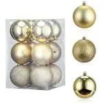 My Party Suppliers 12 pcs Golden Christmas Ball, Christmas Balls Ornaments for Xmas Christmas Tree