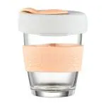 Ramkuwar Leak Proof Reusable Glass Travel Coffee Mug Cup with Lid - 350 ml (Orange)