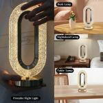 Meubels Oval Crystal Lamp | Rechargeable Oval Shape Crystal Table Lamp | Wireless Sensor Crystal Night Lamp with 3 Color Mode | Usb Rechargeable | for Diwali Decorative Lamp | Diamond-Shaped Desk Lamp | Elegant Diamond Oval Lamp (Pack of 1)