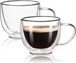 Ramkuwar Heat Resistant Double Wall Glass Cappuccino Coffee Cups For Drink Hot And Cold Beverages (Pack 2) - 200ml