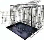 PetJoy Pet Single Door Folding Metal Cage with Removable Tray, Black, 30 Inch Hard Crate Pet Crate