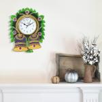 eCraftIndia Floral Bell Design Handcrafted Wooden Wall Clock
