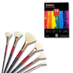 KAMAL High Quality Panels Hog Hair Fan Brush with Canvash Pad
