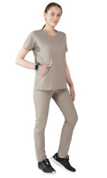 Febris Siglu U-Neck Scrub Top & Pant (Beige/ Small)
