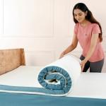 UrbanBed Swirl Gel Soft Orthopaedic Memory Foam Mattress Topper with UltraFresh Treated Waterproof Outer Cover (Single 72x30x2 inches, White & Teal)