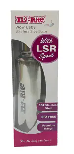 Florite Baby 304 Stainless Steel Feeding Bottle with LSR Spout and ML Marking 240 ml