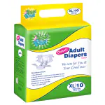 BON BON Classic Extra Large Adult Diaper Disposable Tape Style (XL- 43-67 INCH) Adult Diaper XL 10 PCS Multiple Tape Fastners Over Night Protection Ultra Leak Guard and Anti-Bacterial Absorbent Core (XL Pack of 1)