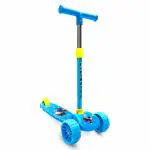 Kidsmate Cruiser Kick Scooter with Broad Wheels Without Lights| 3-Wheel Skating Scooter for Boys & Girls of Ages 6-12 Years | 5-Level Adjustable Height, and Easy Fold Design (Blue)